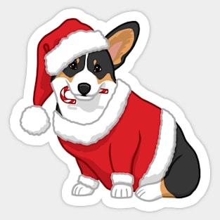 Cute Tricolor Corgi in Santa Christmas Costume Sticker